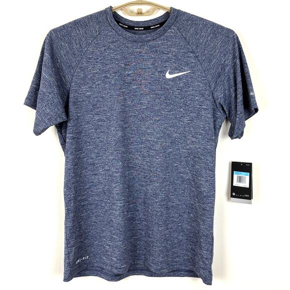 Nike Swim NEW Short Sleeve T Shirt UPF 40 heather blue Medium dri-fit hybrid - Picture 1 of 8
